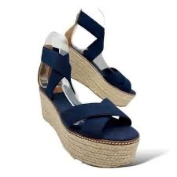 NWOT Tory Burch Frieda Espadrilles Navy Blue - Picture 6 of 7